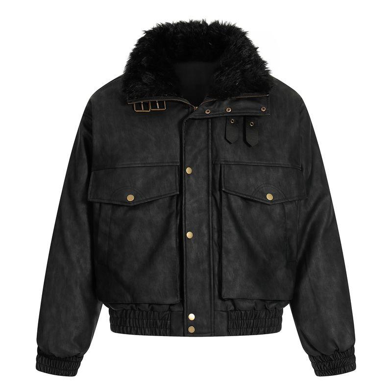 Kisko Зимняя куртка в американском стиле с утолщенным воротником-стойкой, кожаной пряжкой и замшевой отделкой для мужчин и женщин, модный брендовый дизайн, теплое хлопковое пальто