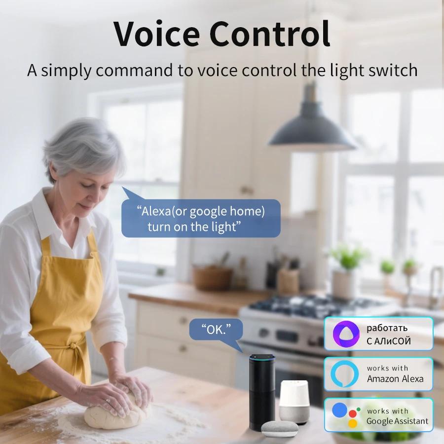 Модуль умного WiFi-выключателя Tuya 16A 100-240В 1/2 клавиши Выключатель Автомат Управление через приложение Голосовое управление Smart Life Работает с Alexa Google Home