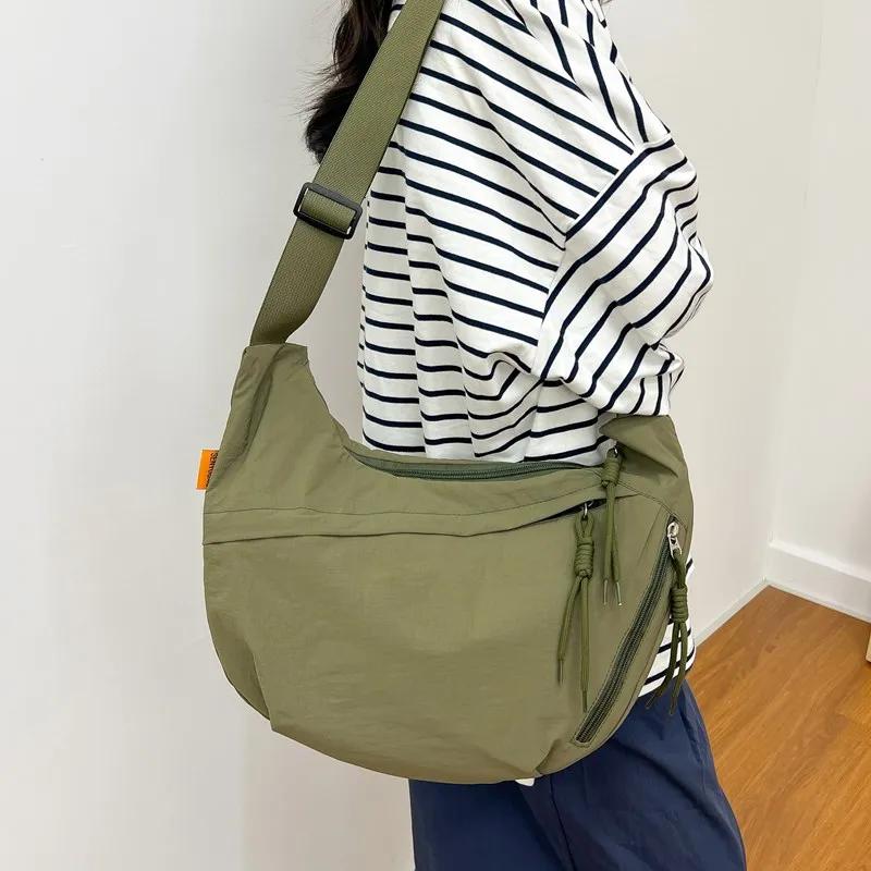 Женская нейлоновая сумка для шитья через плечо, повседневная, однотонная, на молнии, большая емкость, модная, с плечевым ремнем