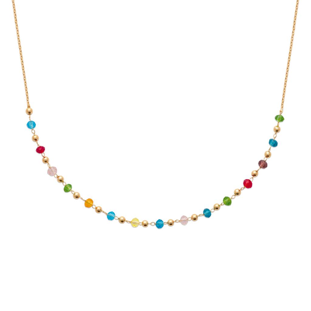 Les Trésors De Lily [R7718] - Gold Plated Necklace 'Sissi' Red Gold (crystal) - 45cm 4mm