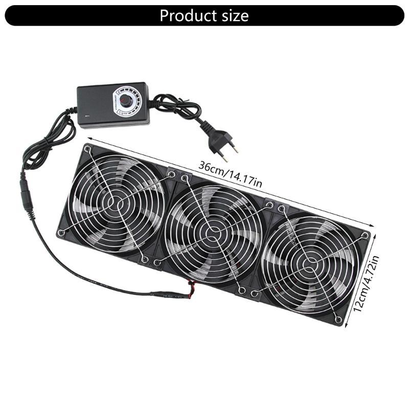 Ventilation Fan 3x120mm 2750rpm Axial Cooling Fan Set for Server Workstation and Window Exhaust with Speed Control 240V