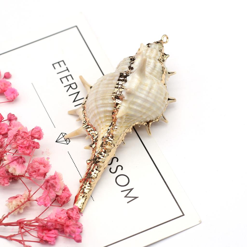Креативный винтажный кулон в виде ракушки с золотым краем и полосатым гребешком для изготовления ювелирных изделий своими руками, ожерелья, аксессуары для рукоделия, женщин и мужчин, подарки AVE