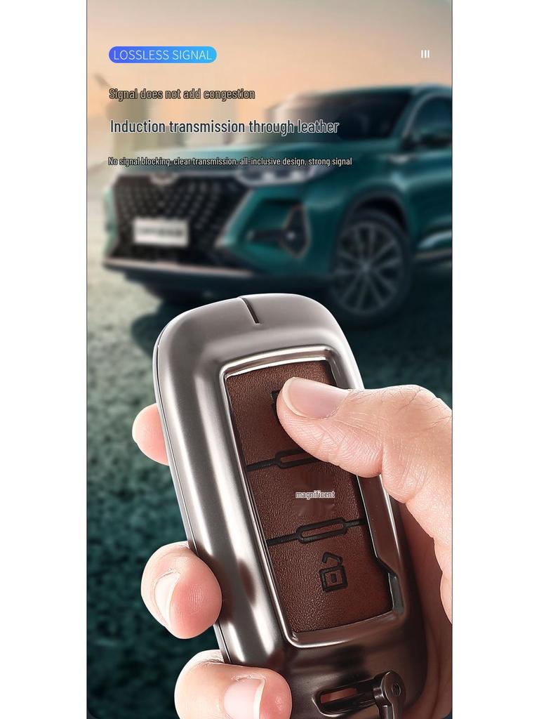 Чехол для ключа автомобиля Chery: Подходит для Tiggo, EQ1, QQ Ice Cream, Arrizo E - Маленький, Прочный металлический корпус с подвесной пряжкой