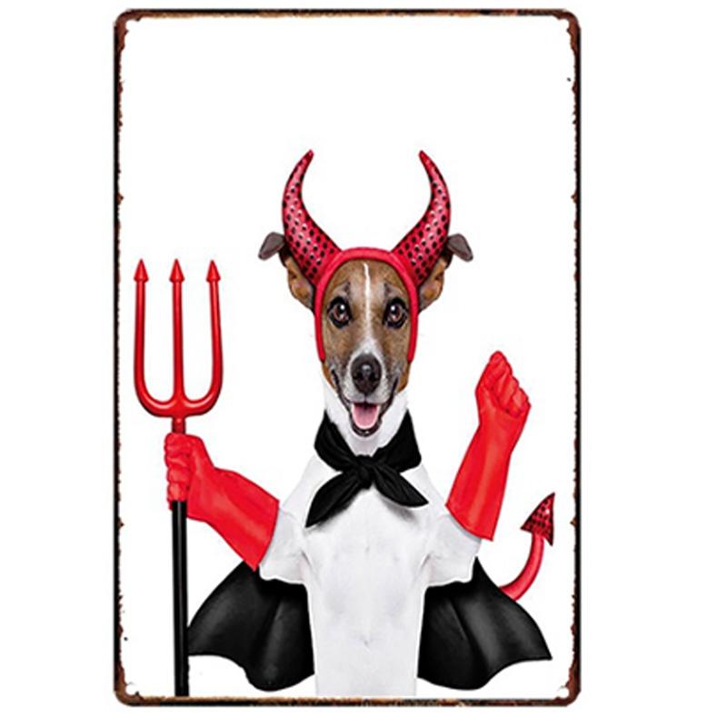Mfoever Christmas Dog Decor Metal Tinplate Poster New Year Festival Decor xcm Cute Dog Poster