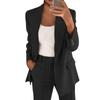 Women's Casual Long Sleeve Solid Color Lapel Cardigan Suit Jacket Pants Suit