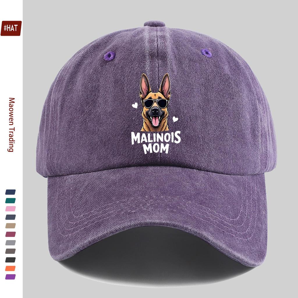 pc Fashionable Malinois Dog Print Baseball Cap Malinois Mom Letter Print Adjustable Buckle Closure Lightweight Polyester