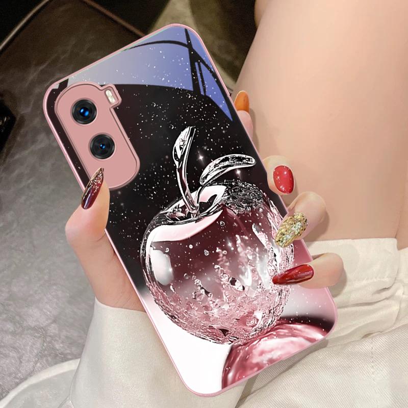 Прозрачный хрустальный чехол-яблоко для Honor 200 90 8X 9X Pro Lite P50 P40 Nova 10 11i P60 Magic4 6 Mate 20 50 Чехол для телефона из закаленного стекла