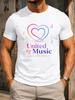 United By Music Global Song Celebration Rainbow Heart Outlines Music Notes Festival Fantasy Style Unisex All Tshirt