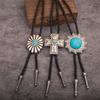 Western Cowboy Bolo Tie Flower Necktie Necklace Costume for Sweater American Bolo Tie Western Jewelry