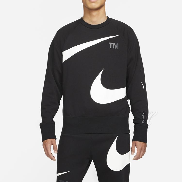 Nike Вязаный свитер с круглым вырезом и логотипом Swoosh, мужской свитшот, черный DD6097-010