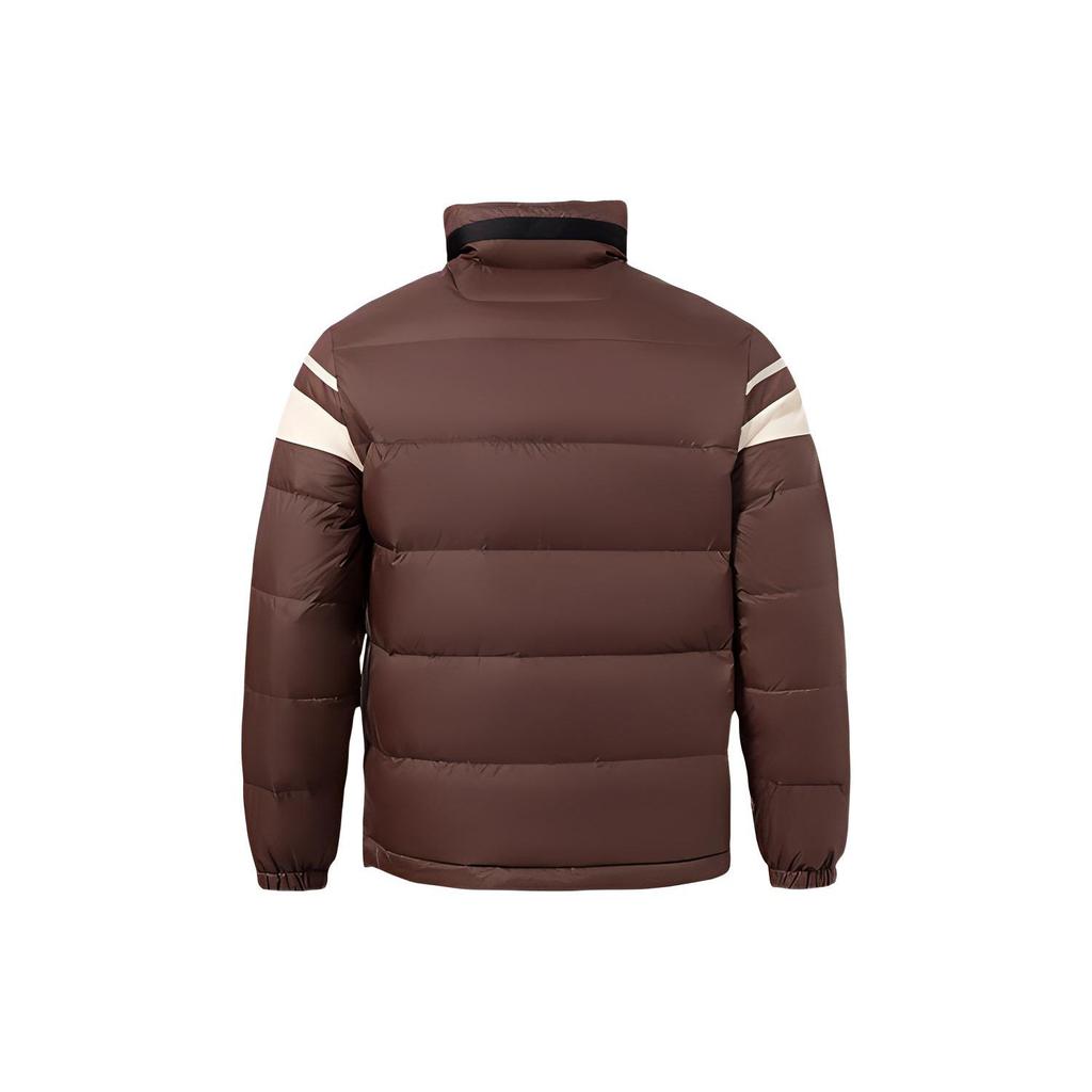 Li Ning Badfive Color Block Stand Collar Warm Down Jacket Men Outerwear Brown AYMR321-2