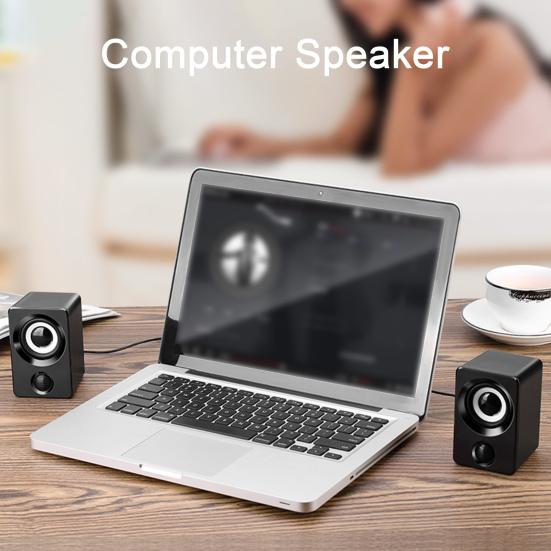 1 пара компьютерных динамиков с питанием от USB, разъем 3,5 мм, стереозвук, глубокие басы, портативный мини-проводной ноутбук, настольный ПК, звуковая коробка, сабвуфер