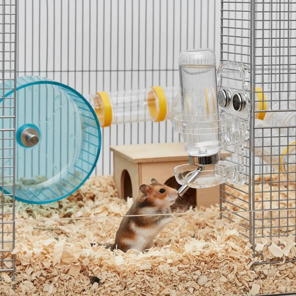 Transparent Hamster Water Bottle Holder Adjustable Small Pet Feeder Stand Hamster Cage
