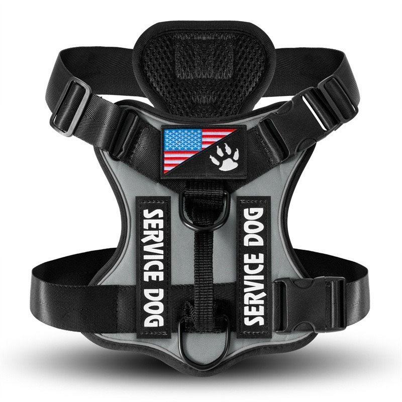 Service Dog Harness, Reflective Dog Vest Harness with 5 PCS Patches, Adjustable Soft Oxford Pet Harness, Inner Layer Mesh, Easy