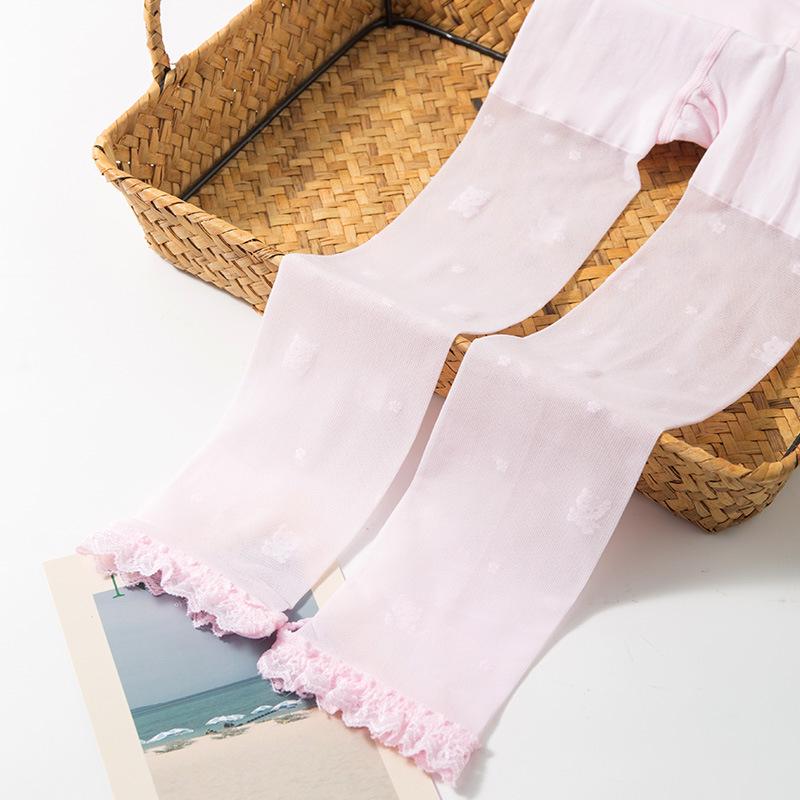 Детские летние кружевные противомоскитные колготки - Белые тонкие девятиточечные носки для танцев