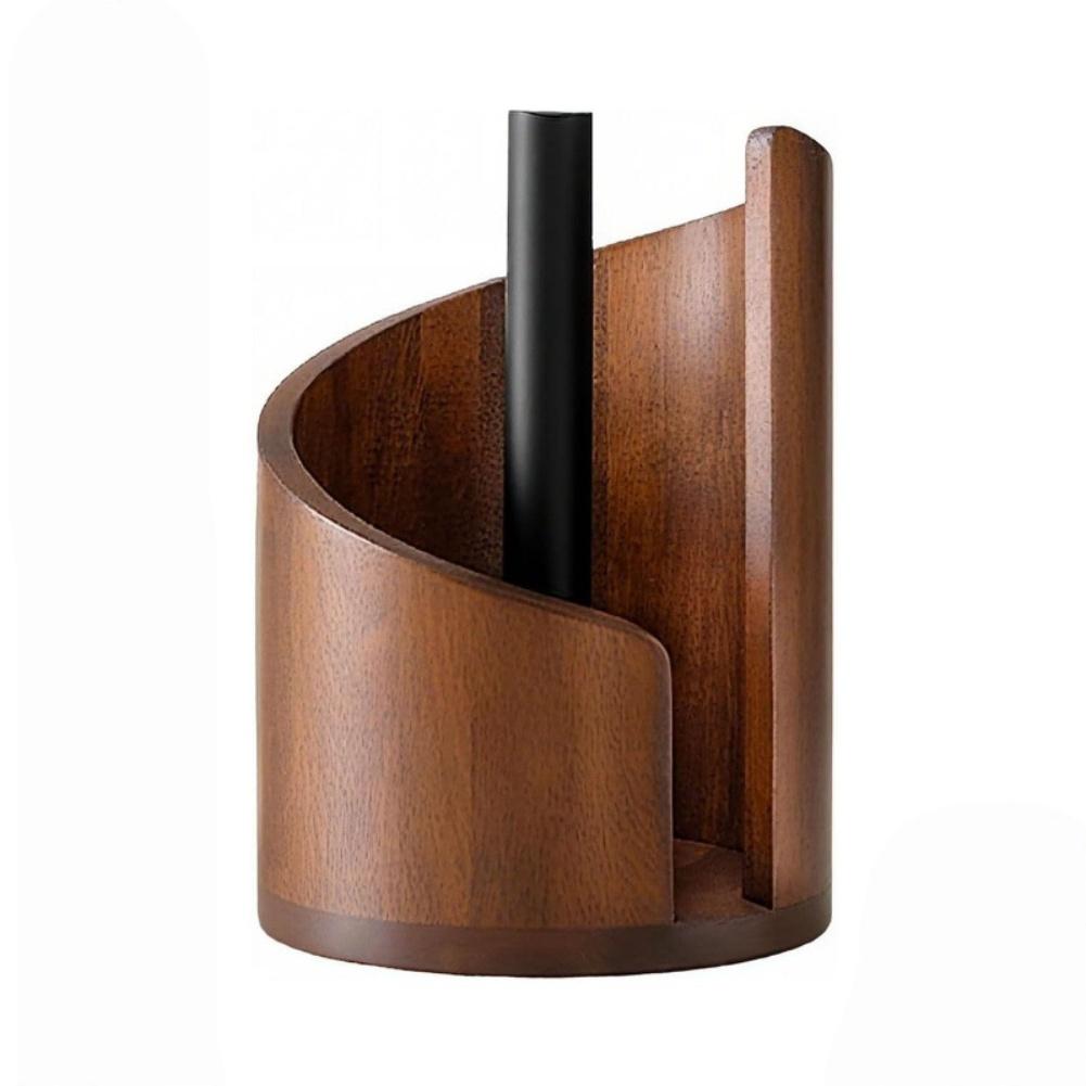 Paper Towel Holder for Kitchen Countertop Wood Round Base with Metal Rod for Quick Access to Paper Towels 11 5 8 25