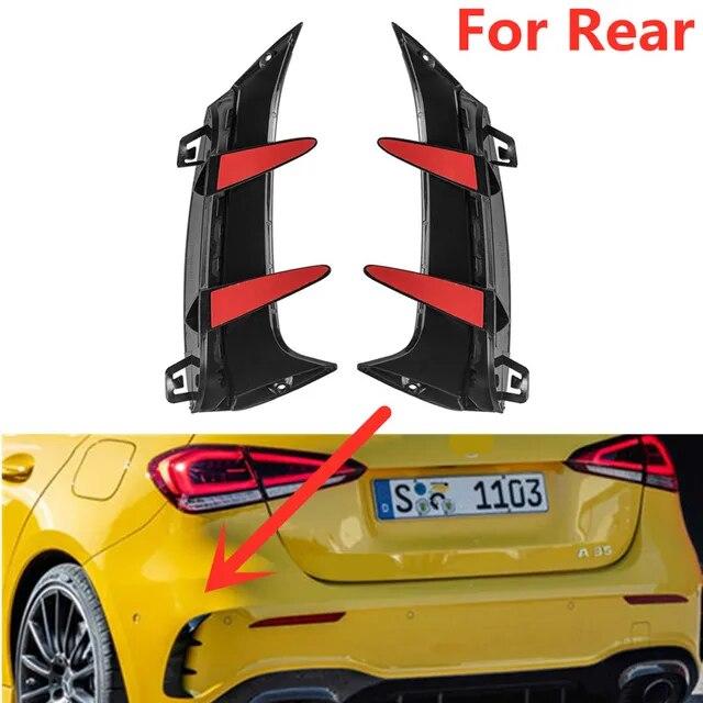For Mercedes Benz A Class W177 Hatchback A180 A200 A220 A250 A35 + Rear Bumper Trim Lip Spoiler Stickers Fender Canards Fins