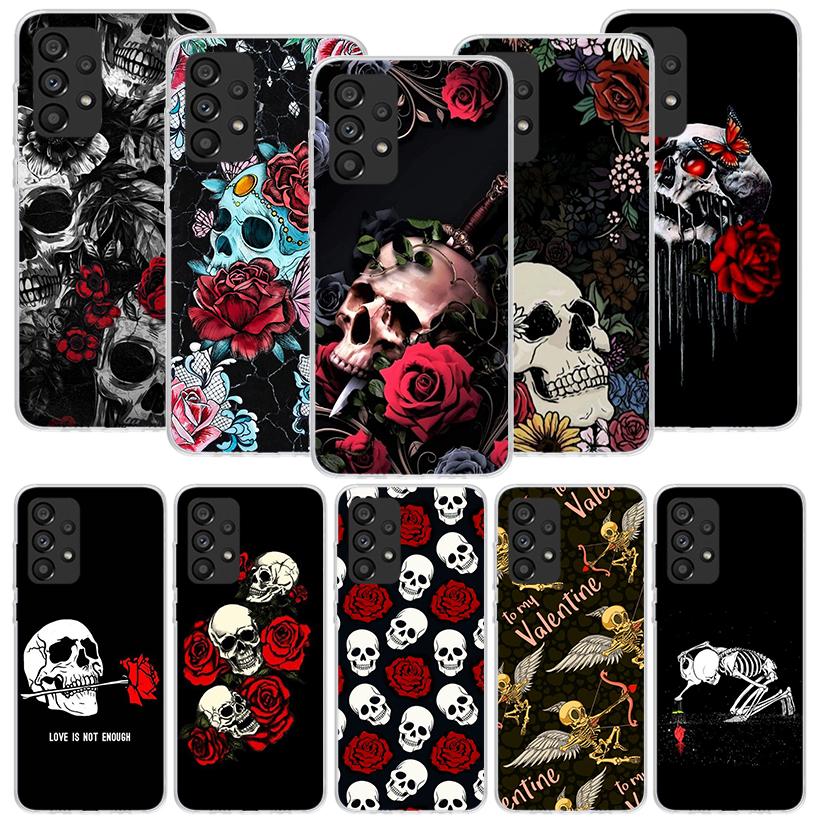 Human Skeleton Red Rose Phone Case for Samsung Galaxy A17 A16 A15 A14 A13 A57 A56 A55 A54 A53 A37 A36 A35 A34 A33 A26 A25 A24 A2