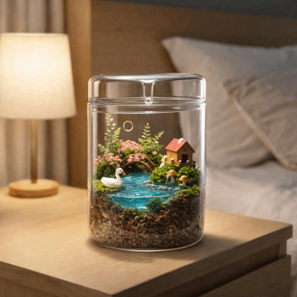 Transparent Glass Terrarium Cylinder Perforated Cover Desktop Glass Vase Decorative Succulent Moss Viewing Bottle Desktop Decor