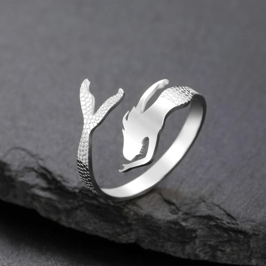 Изысканные кольца в виде русалки для женщин и девочек из нержавеющей стали, регулируемое кольцо на открытый палец, женское ювелирное изделие, подарок на День святого Валентина