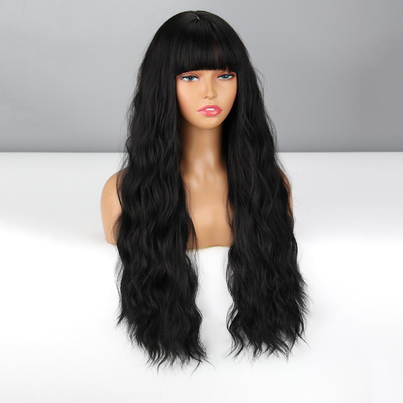 MISS WIG Женский модный светло-русый длинный волнистый парик с челкой из синтетического волокна, натуральный волнистый повседневный парик, косплей, вечерние волнистый парик