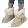 Fashion Flat with Mid Heel Snow Boots Winter New Ankle 2025 High Quality Ladies Shoes Solid Faur Fur Butterfly-knot Concise Boots