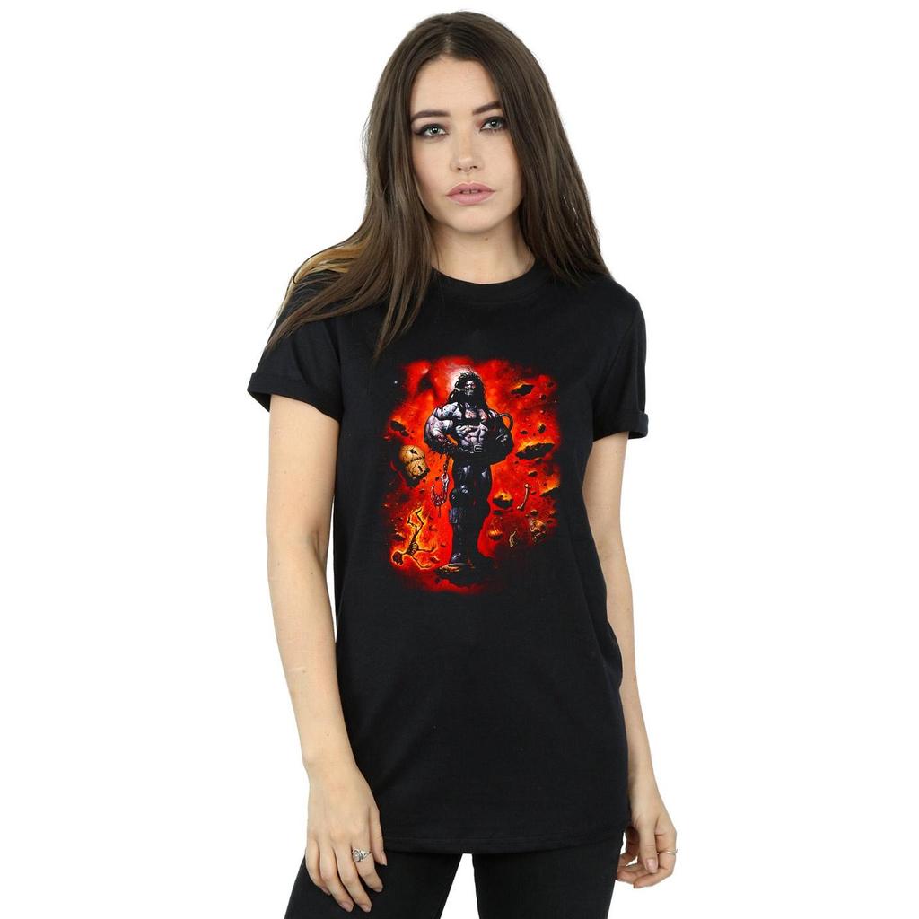 DC Comics Womens/Ladies Lobo Cosmos Cotton Boyfriend T-Shirt