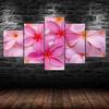 Pink Frangipani Flowers 5 Piece Five Panel Wall Canvas Print Modern Art Poster Picture Home Decor Gift For Him For Her