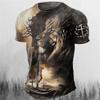 Men's Graphic Animal Lion Faith T Shirt Short Sleeve T Shirt 3D Print Crew Neck Shirt Vintage Fashion Designer Outdoor
