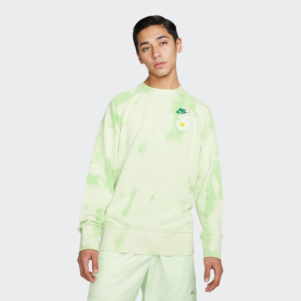 Nike Толстовка с круглым вырезом и вышивкой Tie-Dye Daisy, мужские топы, ярко-зеленый DM5011-332