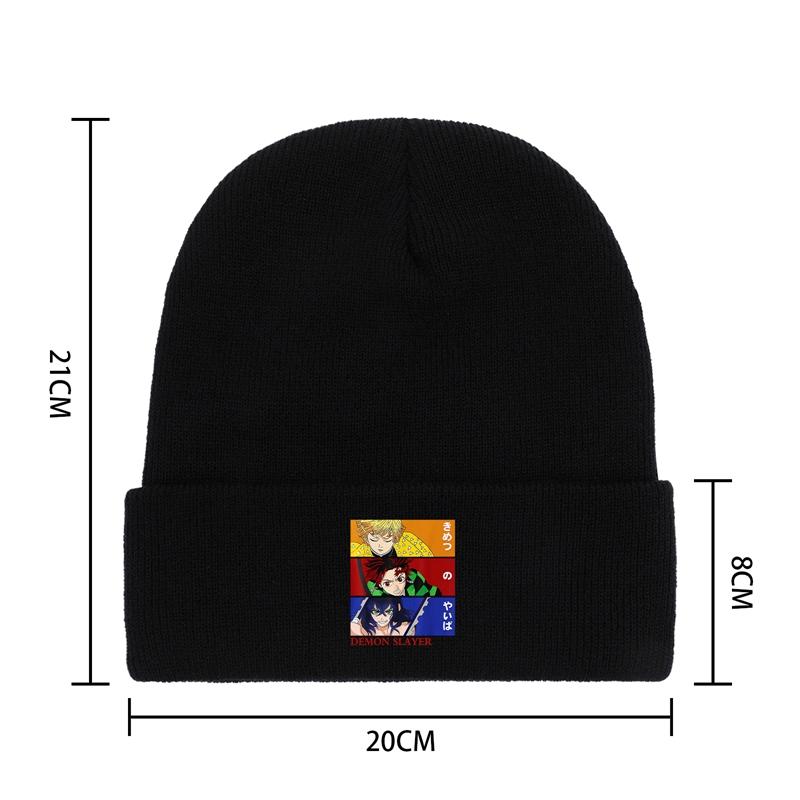 Demon Slayer Eyes Knitted Hat For Women Unisex Beanies Winter Hats Polyester Kimetsu No Yaiba Anime Manga Hip Hop Melon Cap
