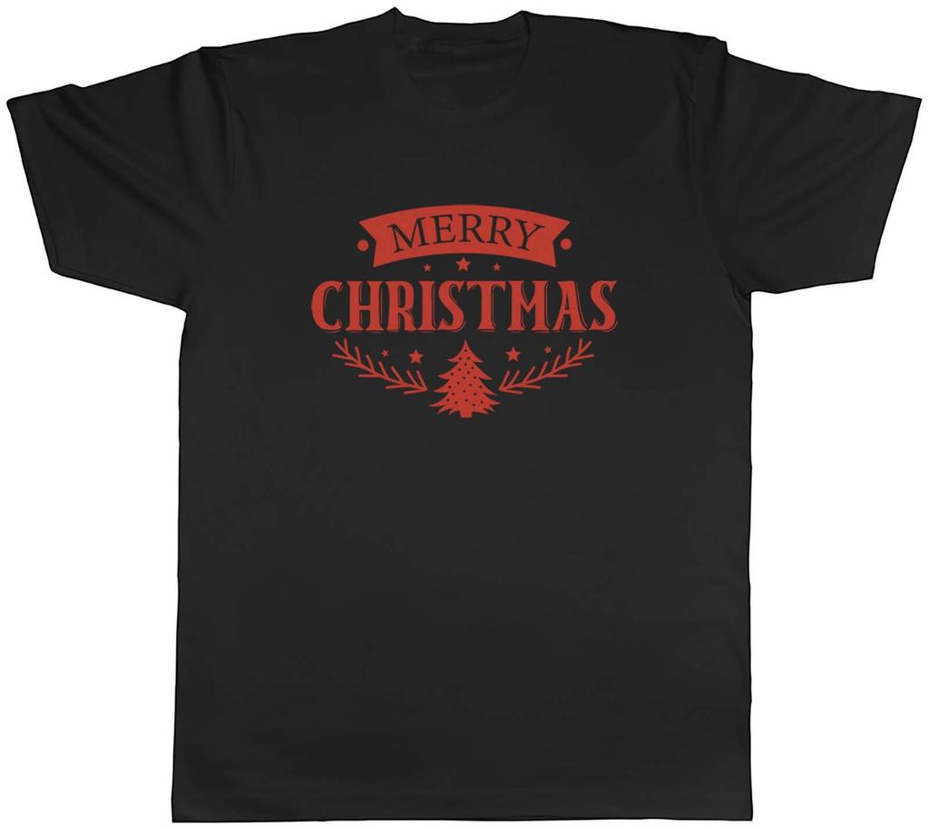 Merry Christmas Brunt Red Xmas Mens Unisex T-Shirt Tee Gift