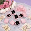 30pcs Rhombus Textured Cardboard Ring Storage Boxes with Sponge Inside Square Pink 5.6x5.2x3cm