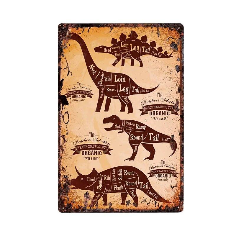 Butcher Shop Vintage Metal Sign Kitchen Poster Beef Pig Duck Meat Cuts Collection Guide Retro Wall Plaque Painting Craft 20x30cm