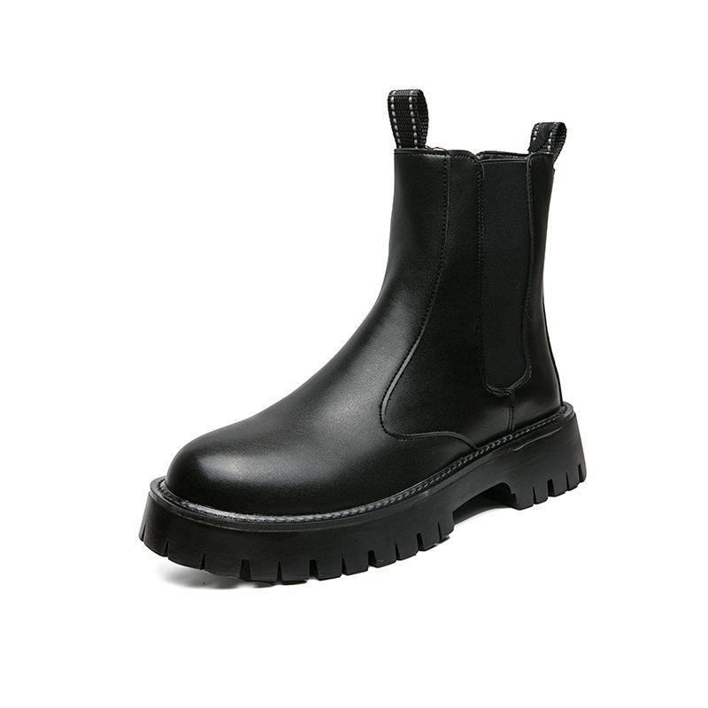 Мужские ботинки челси, мужские высокие британские дымчатые ботинки, внешнеторговые осенне-зимние бархатные ботинки мартин, мужские модные ботинки на толстой подошве