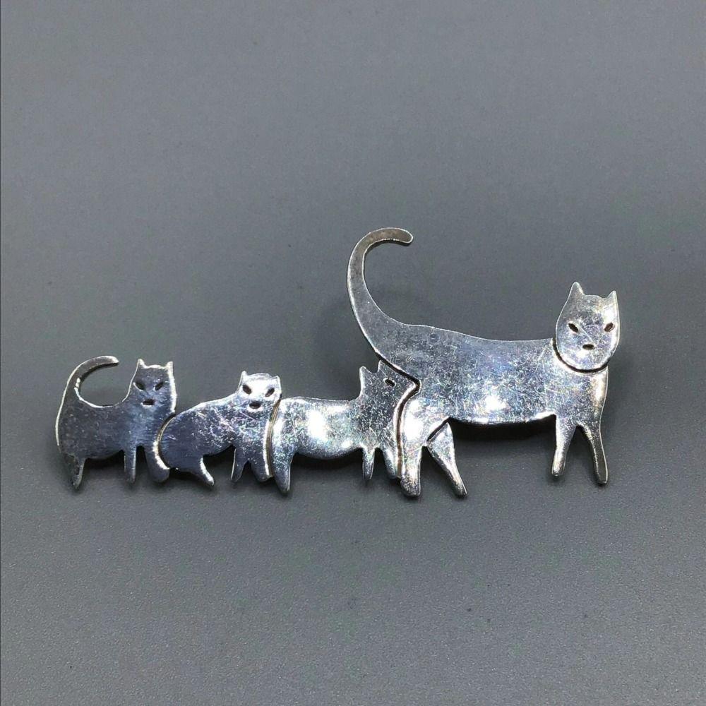 Jewelry Cute Cat Family Brooch Fashion Cat Brooch Animal Jewelry Vintage Animal Pin  Bags