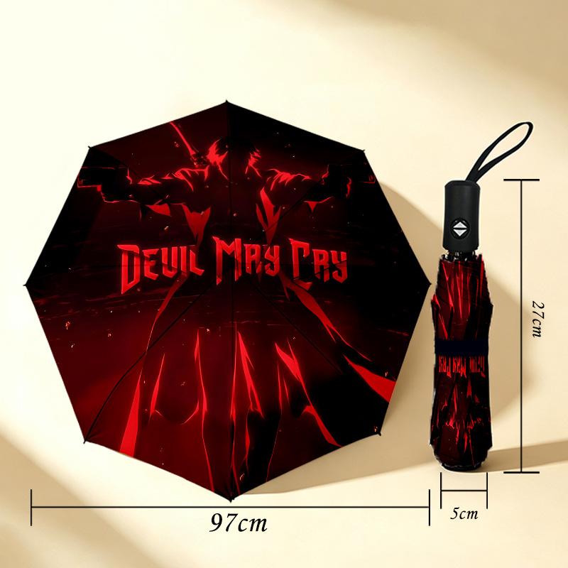 Devil May Cry 8 Ribs 3Fold Black Glue Uv Protection Umbrella Sun Protection Rainproof Compact Folding Umbrella For Travel Daily Use C923936