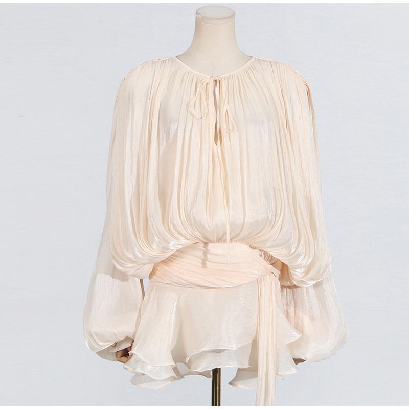 Элегантное женское платье на шнуровке, рукав-фонарик, V-образный вырез, свободное, мини, женские платья, однотонное, блестящее платье для леди