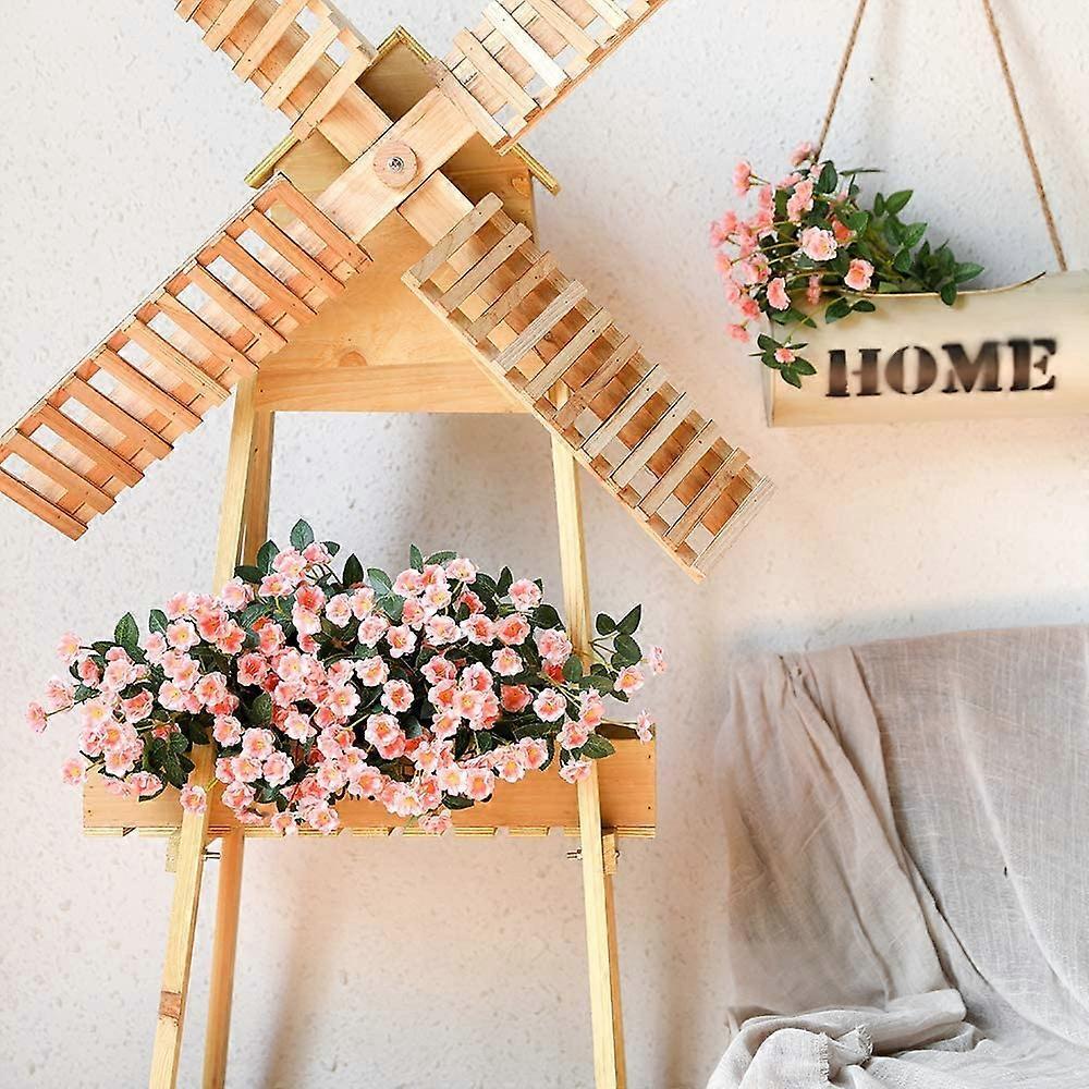 Artificial Small Rose Wildflowers Fake Flower Bouquet Outdoor  Floral Garden Decor 3pcs (Blue)