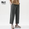 Мужские укороченные хлопковые брюки прямого кроя Baleno S&K