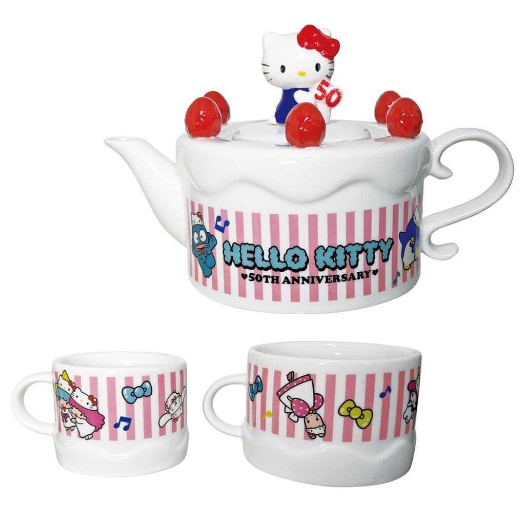 Sanrio Hello Kitty 50th Anniversary Pair Tea Set 2 Cake Mold Kitty Sanrio Goods Tableware SAN4364 (for People)