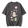 Летняя футболка с коротким рукавом и принтом Hello Kitty, мультяшная, из чистого хлопка, удобная, свободного кроя, для женщин, 2026