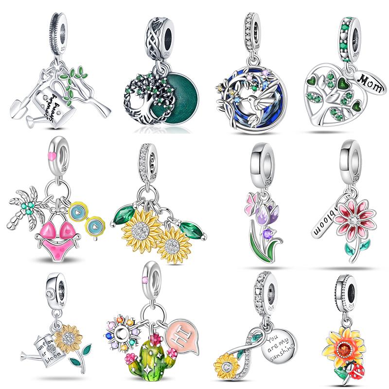 Charms Copper Plant Theme Collection Pendant For 3Mm Original Bracelet Necklace Women Luxury Diy Exquisite Jewelry Gift