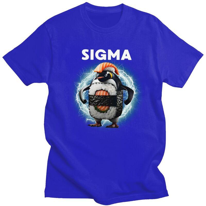 Sigma Italian Brainrot Meme Penguin Sushi T Shirt for Men Tshirt Fashion Short Sleeve Tee Shirt Slim Fit Clothing Gift