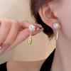 Elegant French Retro Pearl and Metal Water Drop Earrings for Women - Summer Luxury, High-End Niche Design, Simple and Chic.