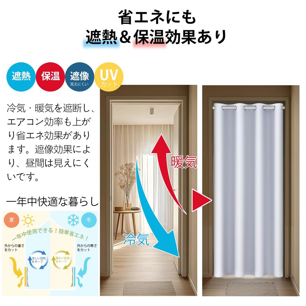 Topfinel Блэкаут Теплоизолирующая Перегородка для Комнаты 100см Шириной х 180см Серая Люверсы Натяжная Перегородка Дверь Приватность Гостиные Шторы, Изолированные, Шторы, Длинные,