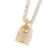 Hip Hop Zircon Lock Creative Men and Women Personality Pendant Necklace European and American Fashion Short Necklace