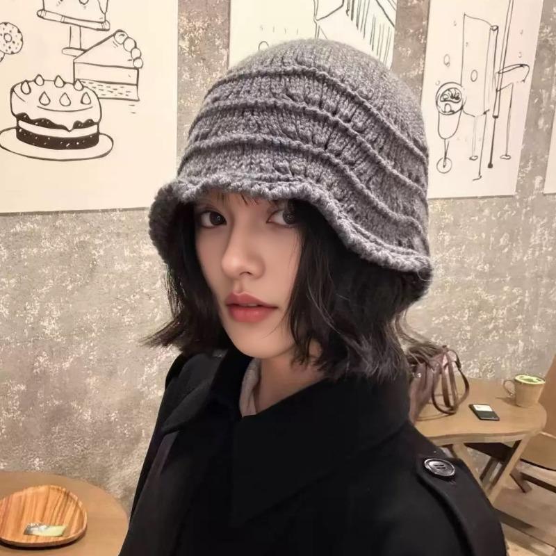 Women S Simple Solid Color Knitted Bucket Hat Accessory