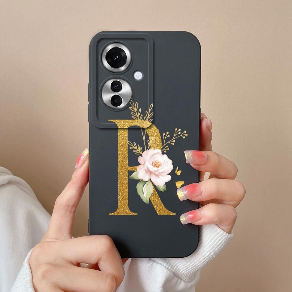 Задняя крышка для OPPO A1i A60 Realme 12 Reno11 F Чехлы Популярные чехлы для пар с буквами AZ Матовый жидкий силикон Высококачественные противоударные чехлы для телефонов для OPPO