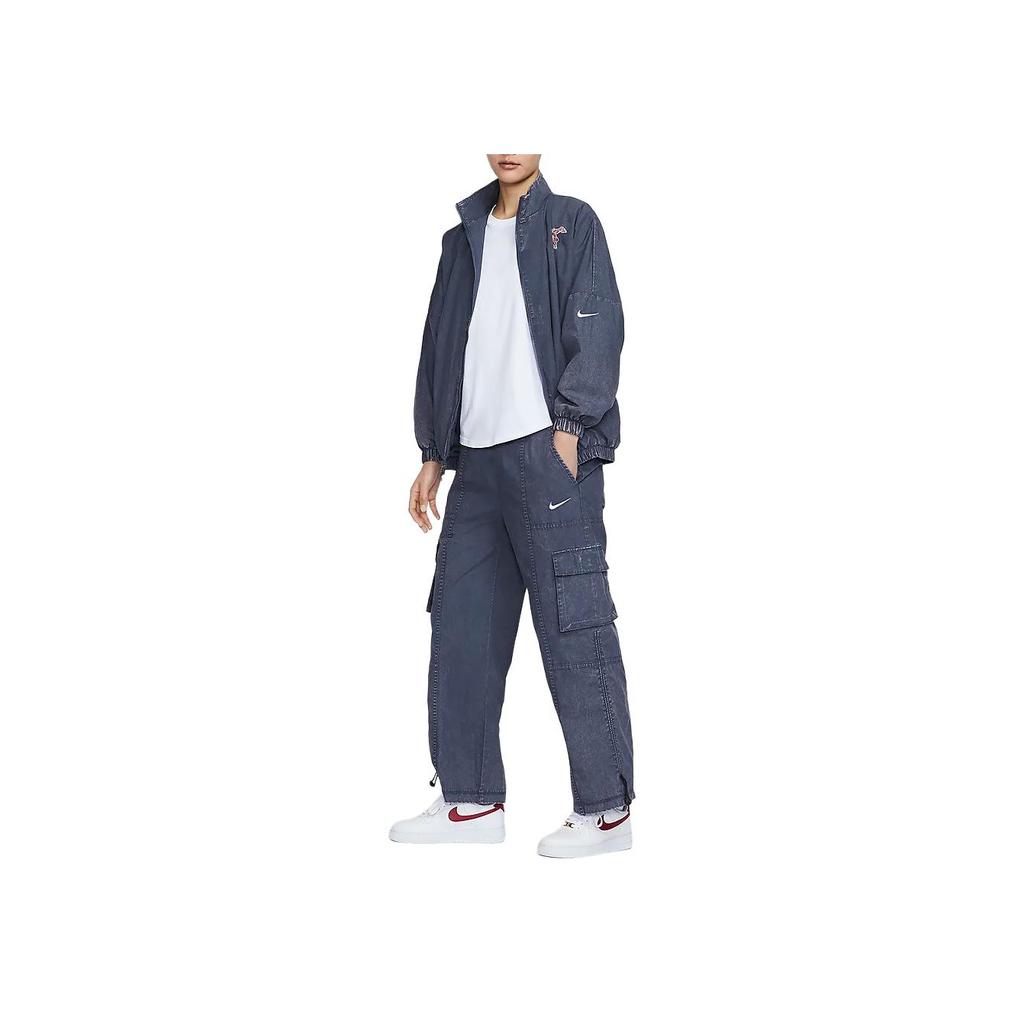 Nike Спортивная одежда Тканые Вышитый логотип Выбеленные Твиловые Брюки карго Женские брюки Лазурно-синий HF6290449